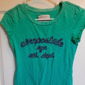 Aeropostale Polka Tshirt, Medium, Teal